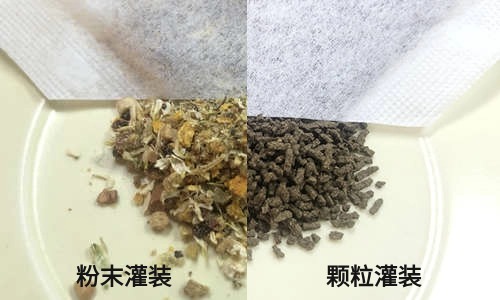兩種材質(zhì)和填充物的四角茶包
